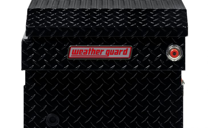 weather guard full size saddle truck toolbox 127-5-03 pi from the side in black