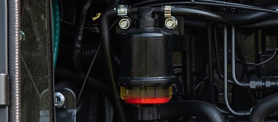 closeup of the TYM 2515 Tractor's water separating fuel filter