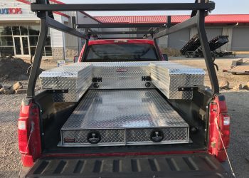 weather guard truck toolbox installed in employee's truck bed