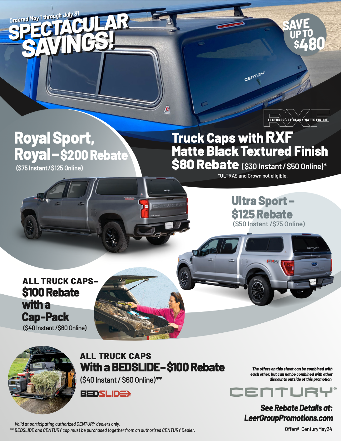 Century Truck Caps Special Offers for May 1, 2024 - July 31, 2024