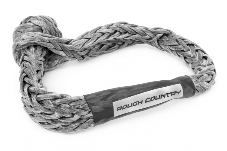 Soft rope shackle with "ROUGH" on sleeve.