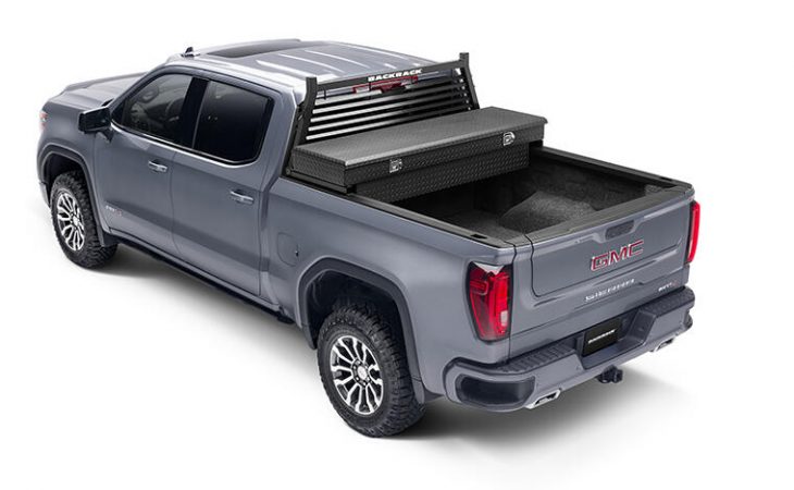 backrack louvered frame mounted truck rack with toolbox