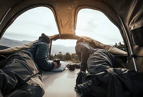 Interior of the Thule Approach Rooftop Tent Panoramic Skylights and Windows